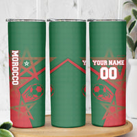 Personalized Morocco Football Skinny Tumbler Geometric Star Flag Soccer National Pride