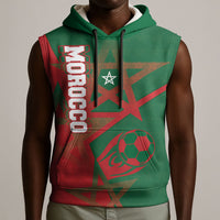 Personalized Morocco Football Sleeveless Hoodie Geometric Star Flag Soccer National Pride