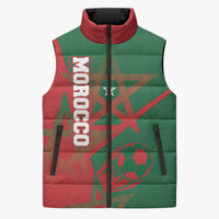 Personalized Morocco Football Sleeveless Puffer Jacket Geometric Star Flag Soccer National Pride