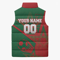 Personalized Morocco Football Sleeveless Puffer Jacket Geometric Star Flag Soccer National Pride