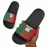 Personalized Morocco Football Slide Sandals Geometric Star Flag Soccer National Pride