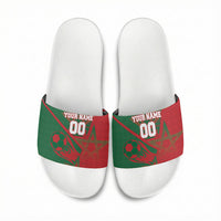 Personalized Morocco Football Slide Sandals Geometric Star Flag Soccer National Pride