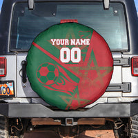 Personalized Morocco Football Spare Tire Cover Geometric Star Flag Soccer National Pride