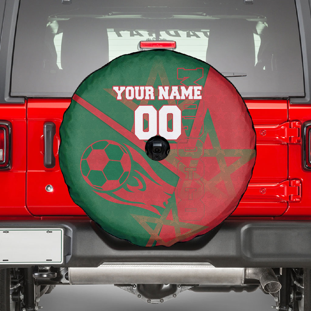 Personalized Morocco Football Spare Tire Cover Geometric Star Flag Soccer National Pride