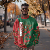 Personalized Morocco Football Sweatshirt Geometric Star Flag Soccer National Pride