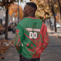 Personalized Morocco Football Sweatshirt Geometric Star Flag Soccer National Pride