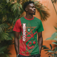 Personalized Morocco Football T shirt Geometric Star Flag Soccer National Pride