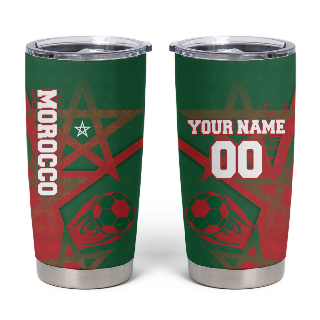 Personalized Morocco Football Tumbler Cup Geometric Star Flag Soccer National Pride
