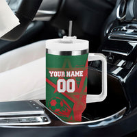 Personalized Morocco Football Tumbler With Handle Geometric Star Flag Soccer National Pride