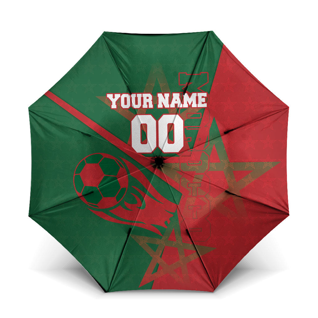 Personalized Morocco Football Umbrella Geometric Star Flag Soccer National Pride