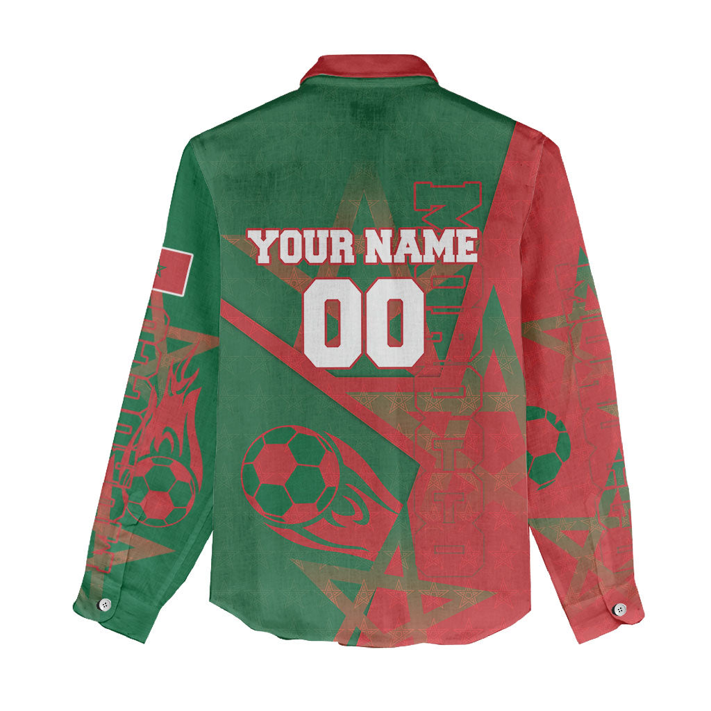 Personalized Morocco Football Women Casual Shirt Geometric Star Flag Soccer National Pride