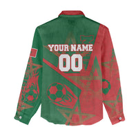 Personalized Morocco Football Women Casual Shirt Geometric Star Flag Soccer National Pride