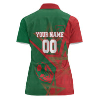 Personalized Morocco Football Women Polo Shirt Geometric Star Flag Soccer National Pride