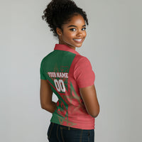 Personalized Morocco Football Women Polo Shirt Geometric Star Flag Soccer National Pride