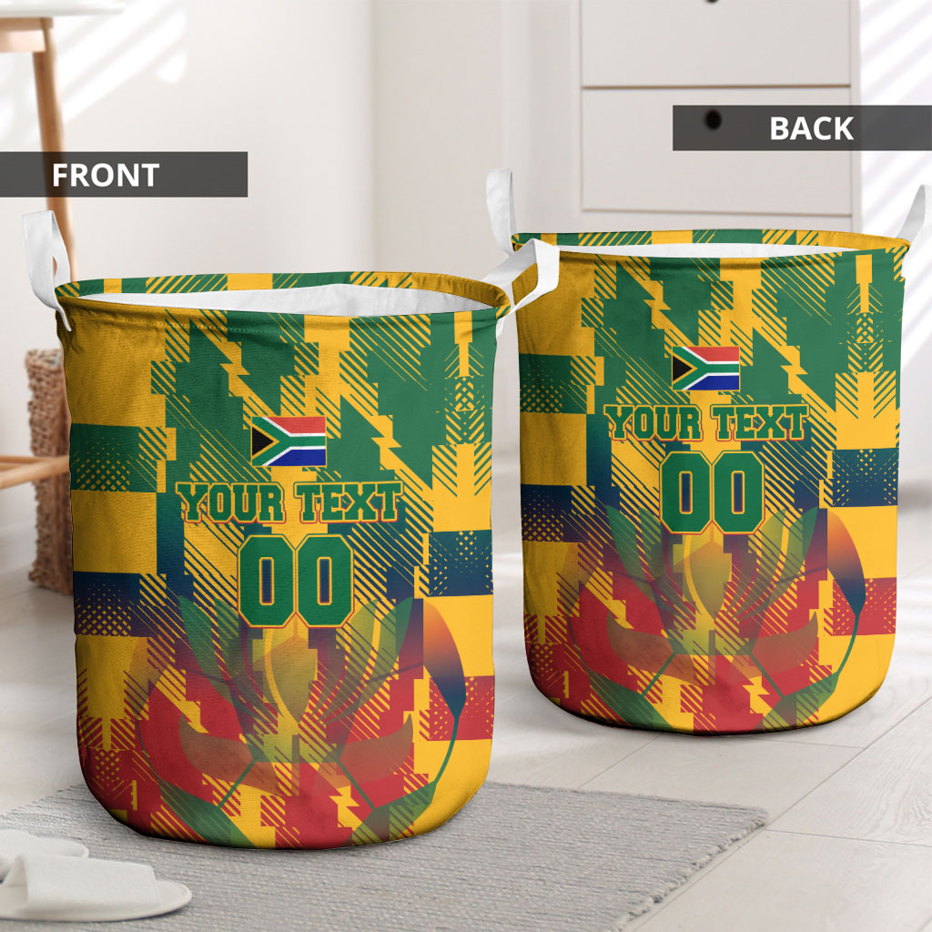 Personalized South Africa Football Laundry Basket South African Flag Inspiration - Soccer Graphic Bold Color Blocks