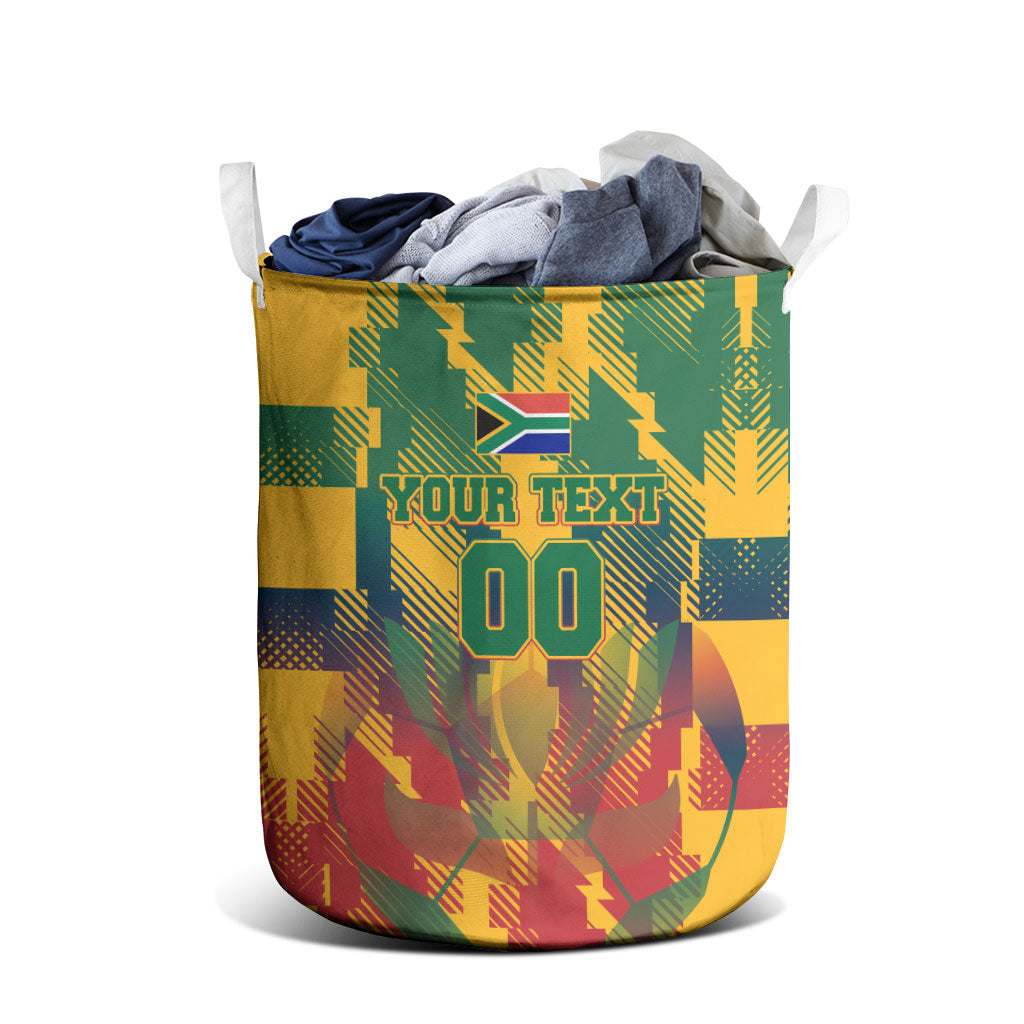 Personalized South Africa Football Laundry Basket South African Flag Inspiration - Soccer Graphic Bold Color Blocks