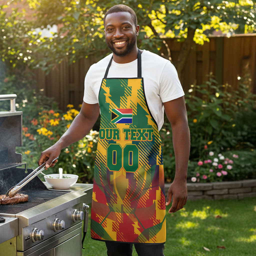 Personalized South Africa Football Apron South African Flag Inspiration - Soccer Graphic Bold Color Blocks