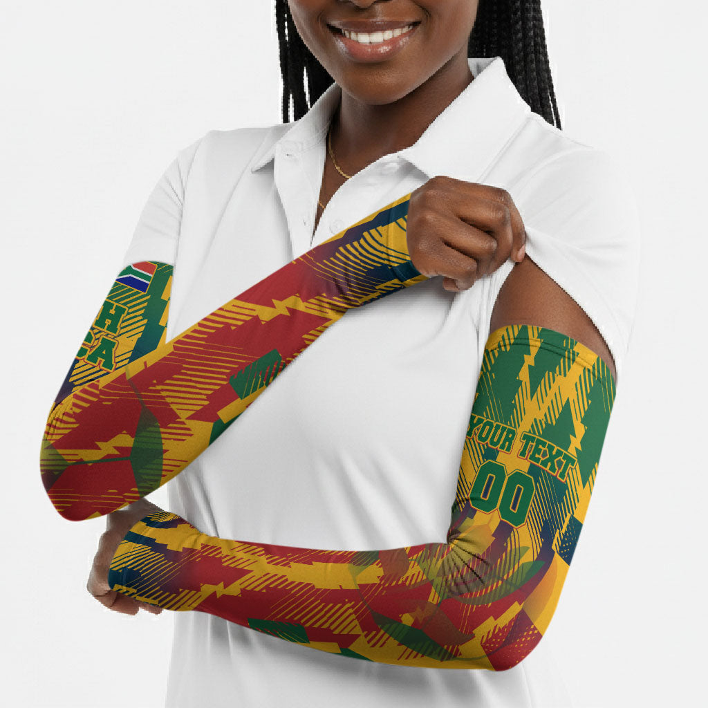 Personalized South Africa Football Arm Sleeves South African Flag Inspiration - Soccer Graphic Bold Color Blocks