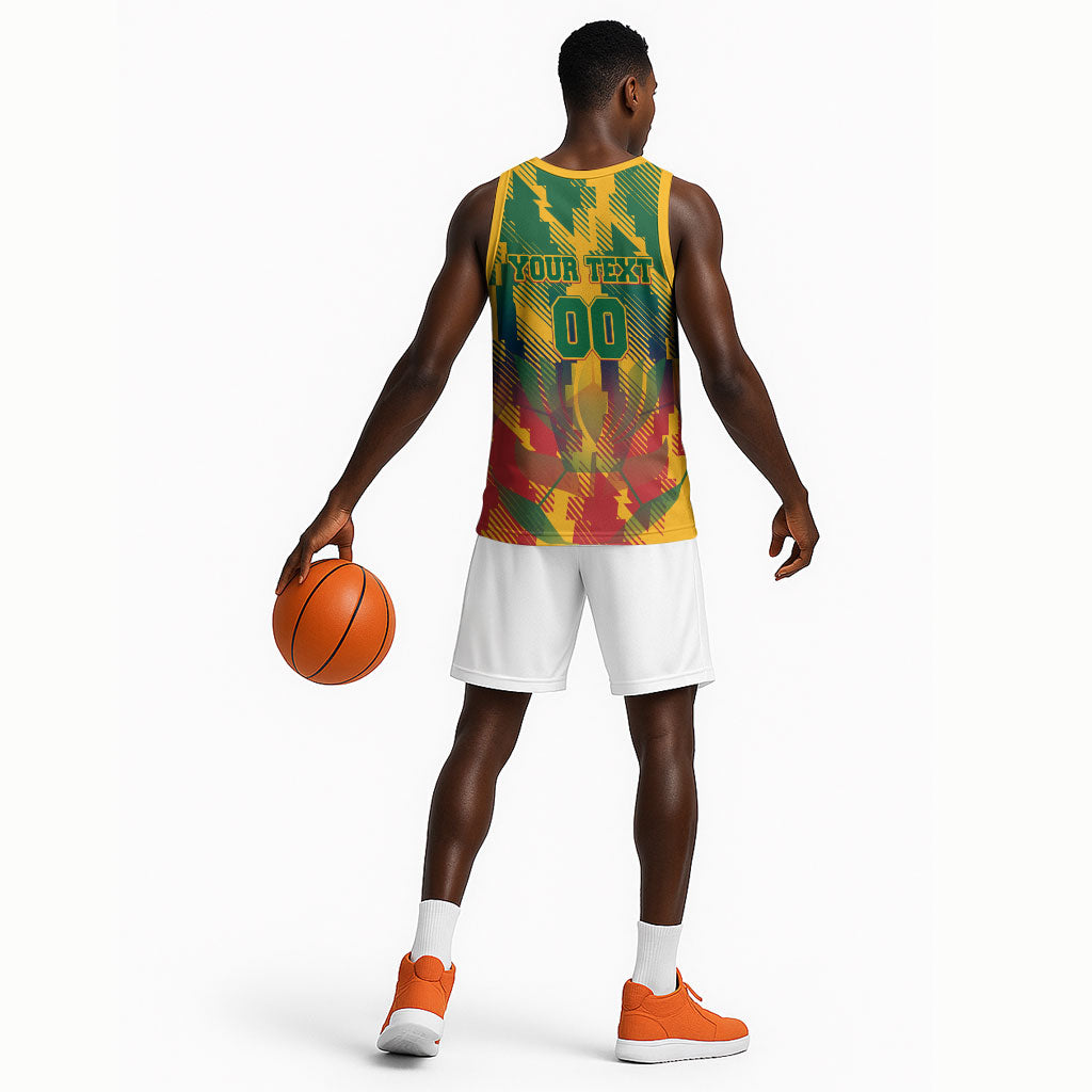Personalized South Africa Football Basketball Jersey South African Flag Inspiration - Soccer Graphic Bold Color Blocks