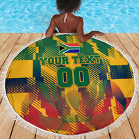 Personalized South Africa Football Beach Blanket South African Flag Inspiration - Soccer Graphic Bold Color Blocks