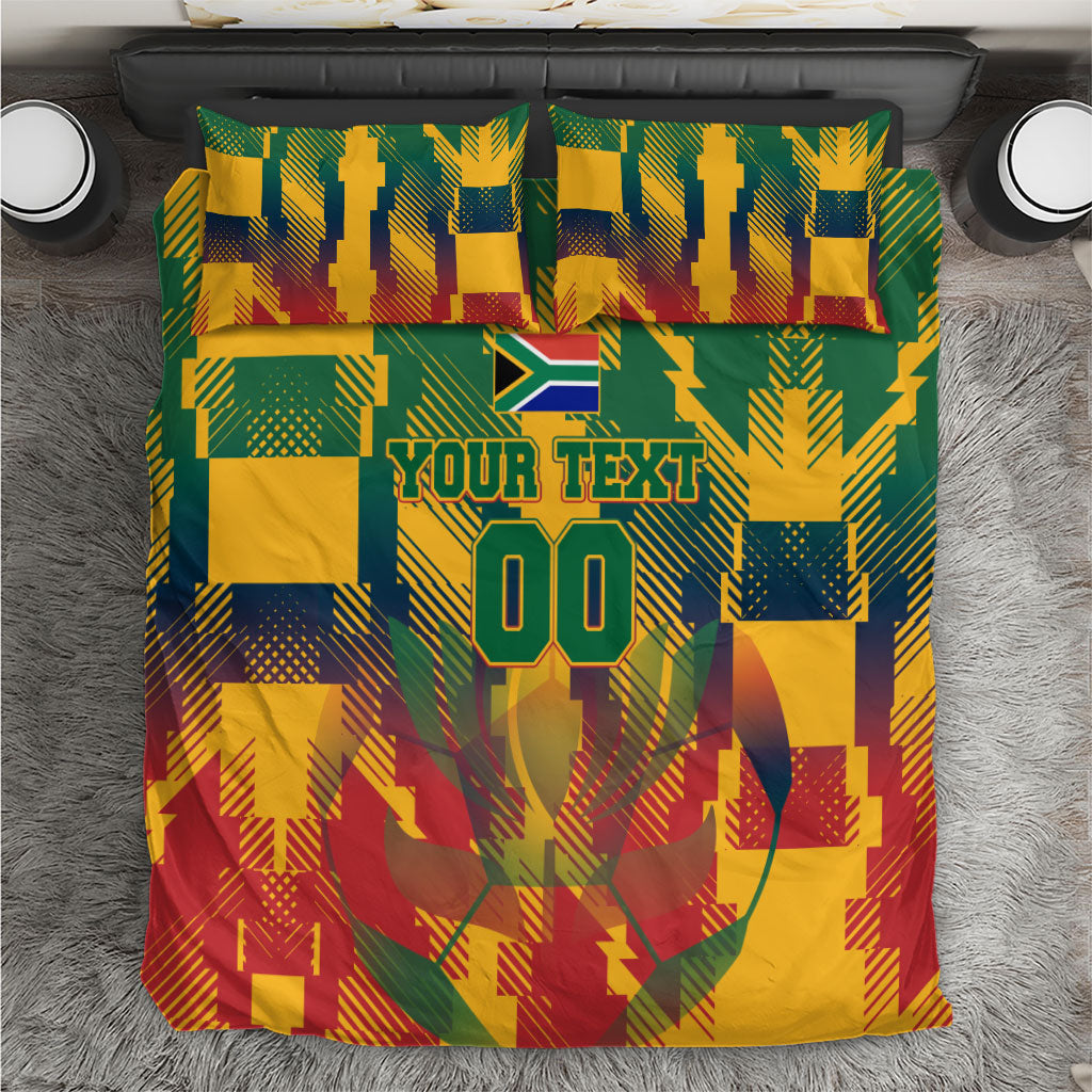 Personalized South Africa Football Bedding Set South African Flag Inspiration - Soccer Graphic Bold Color Blocks