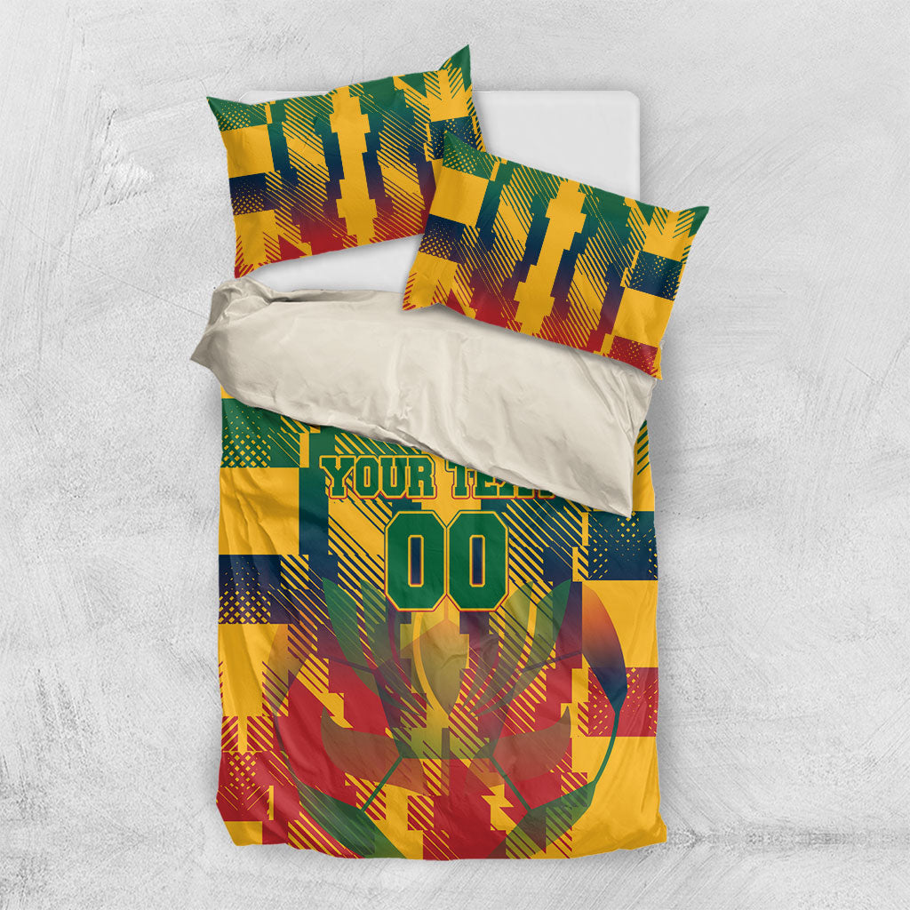 Personalized South Africa Football Bedding Set South African Flag Inspiration - Soccer Graphic Bold Color Blocks