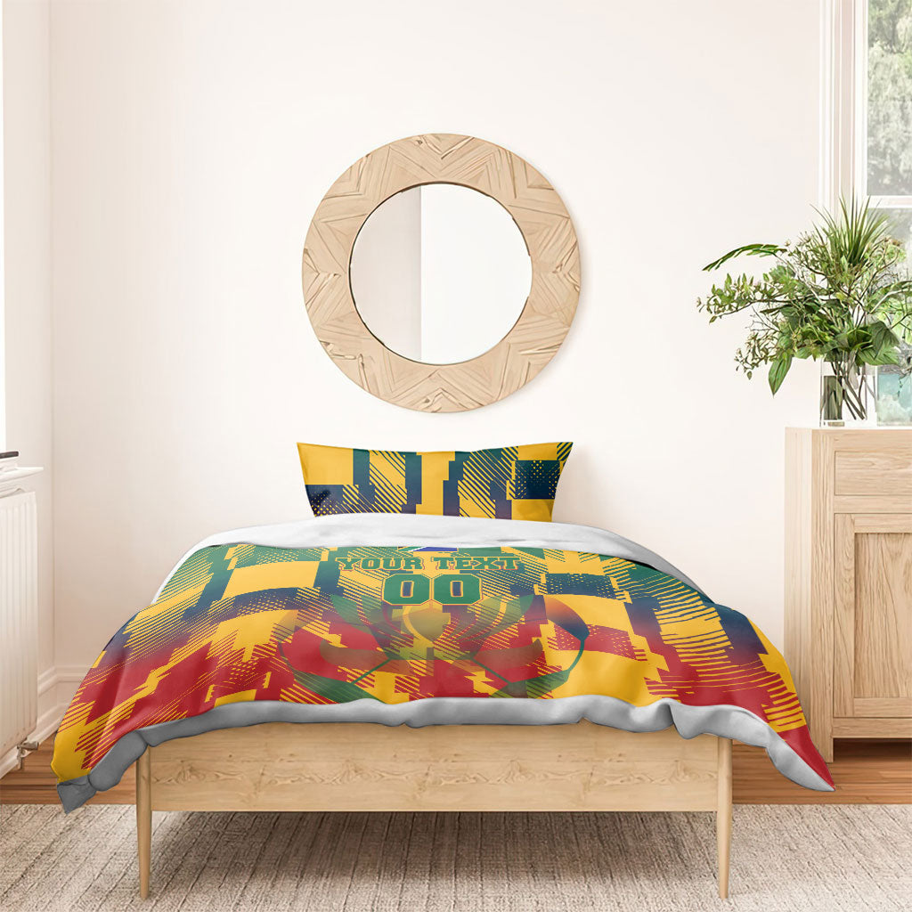 Personalized South Africa Football Bedding Set South African Flag Inspiration - Soccer Graphic Bold Color Blocks