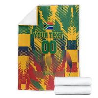 Personalized South Africa Football Blanket South African Flag Inspiration - Soccer Graphic Bold Color Blocks