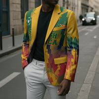 Personalized South Africa Football Blazer South African Flag Inspiration - Soccer Graphic Bold Color Blocks