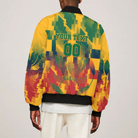 Personalized South Africa Football Bomber Jacket South African Flag Inspiration - Soccer Graphic Bold Color Blocks