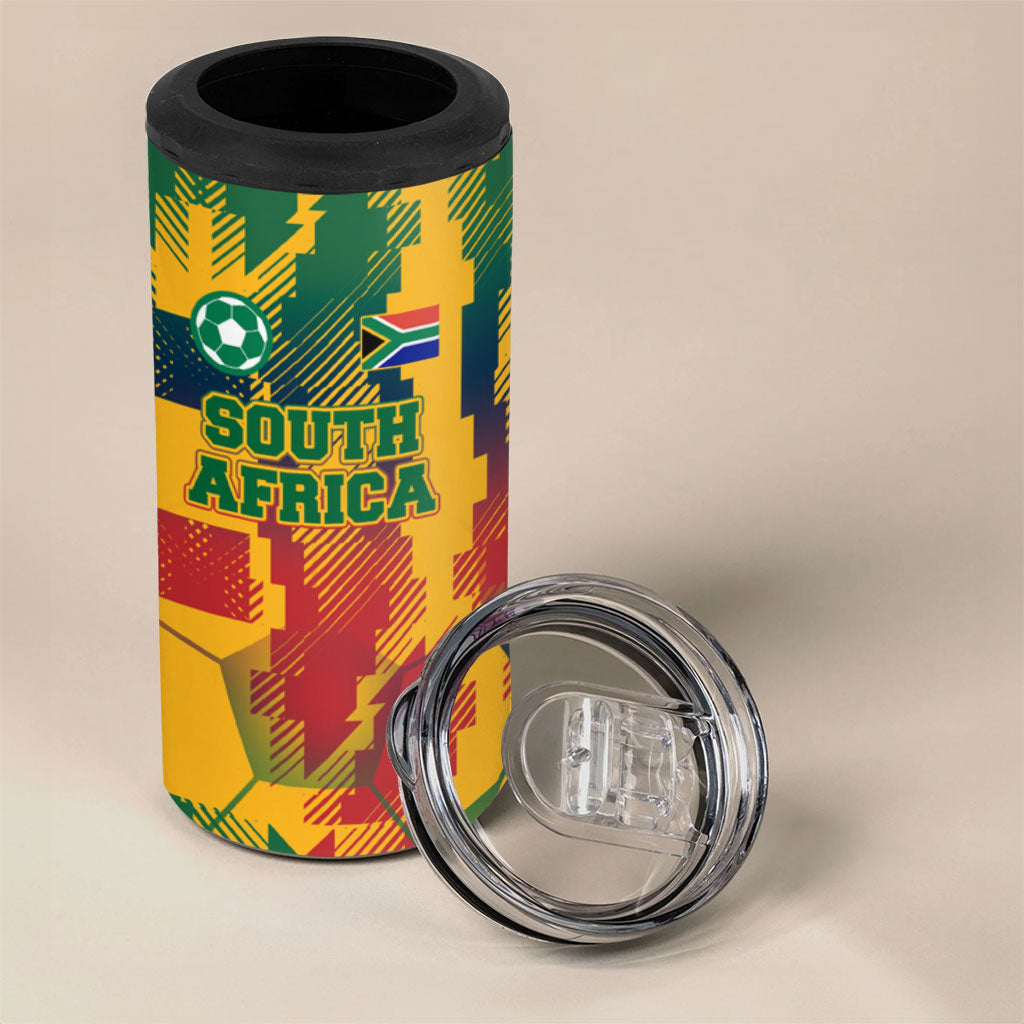 Personalized South Africa Football 4 in 1 Can Cooler Tumbler South African Flag Inspiration - Soccer Graphic Bold Color Blocks