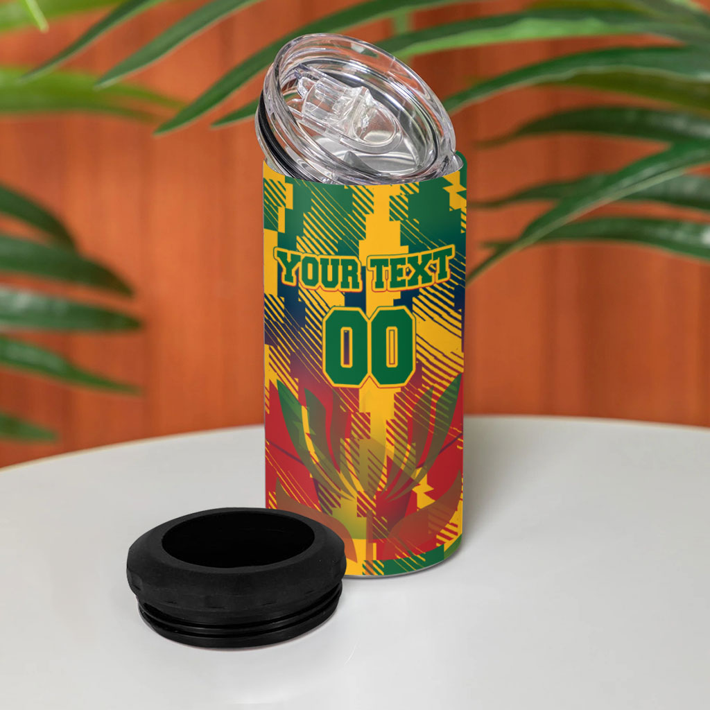 Personalized South Africa Football 4 in 1 Can Cooler Tumbler South African Flag Inspiration - Soccer Graphic Bold Color Blocks