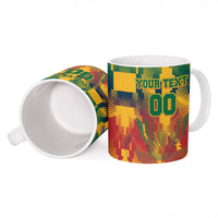 Personalized South Africa Football Ceramic Mug South African Flag Inspiration - Soccer Graphic Bold Color Blocks
