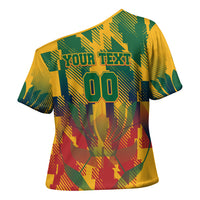 Personalized South Africa Football Cross Shoulder Shirt South African Flag Inspiration - Soccer Graphic Bold Color Blocks