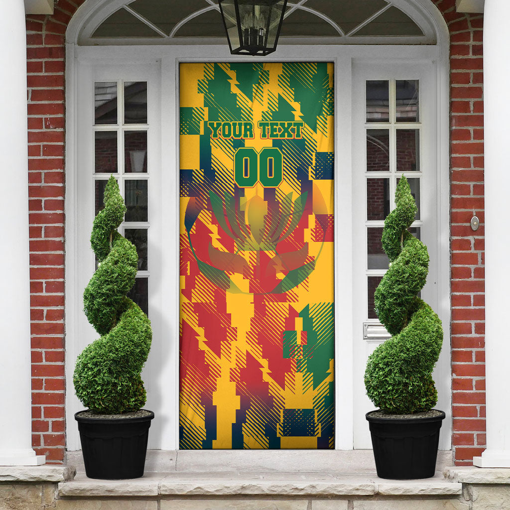 Personalized South Africa Football Door Cover South African Flag Inspiration - Soccer Graphic Bold Color Blocks