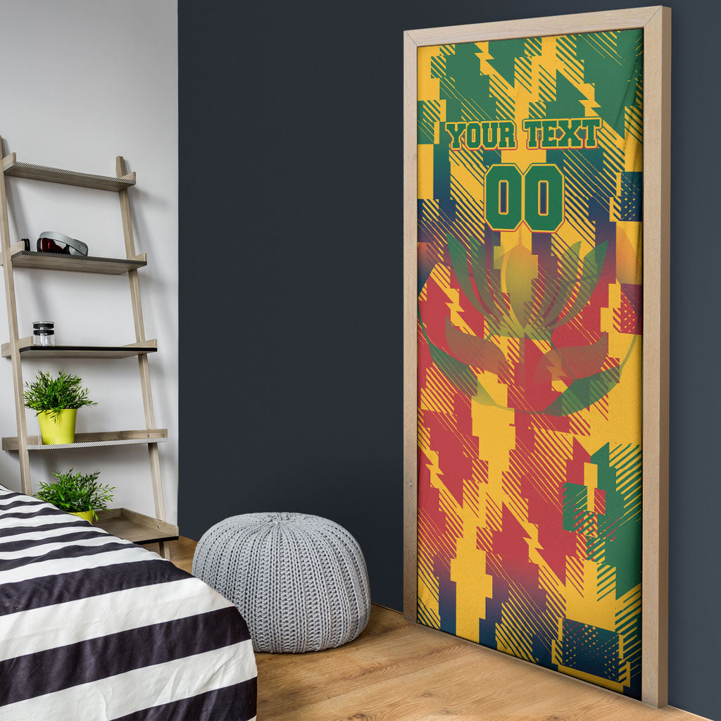 Personalized South Africa Football Door Cover South African Flag Inspiration - Soccer Graphic Bold Color Blocks