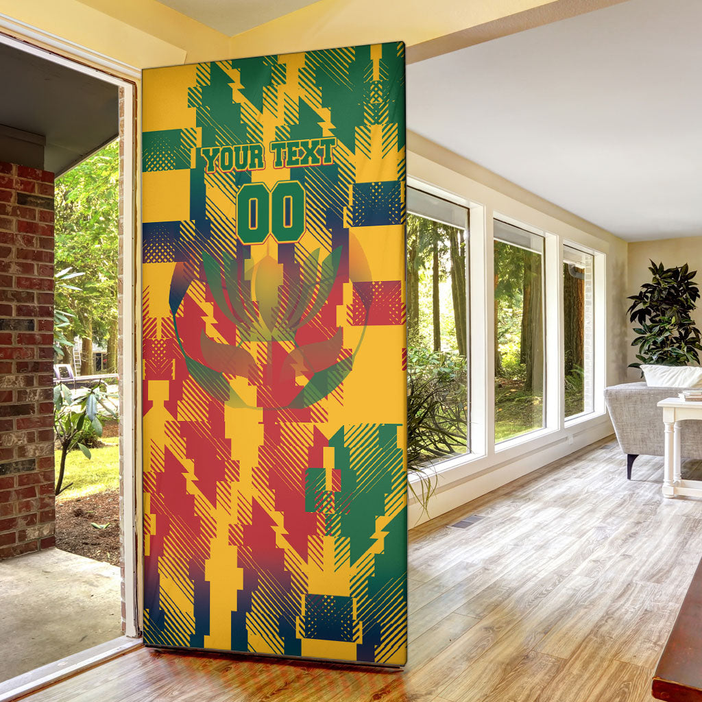 Personalized South Africa Football Door Cover South African Flag Inspiration - Soccer Graphic Bold Color Blocks