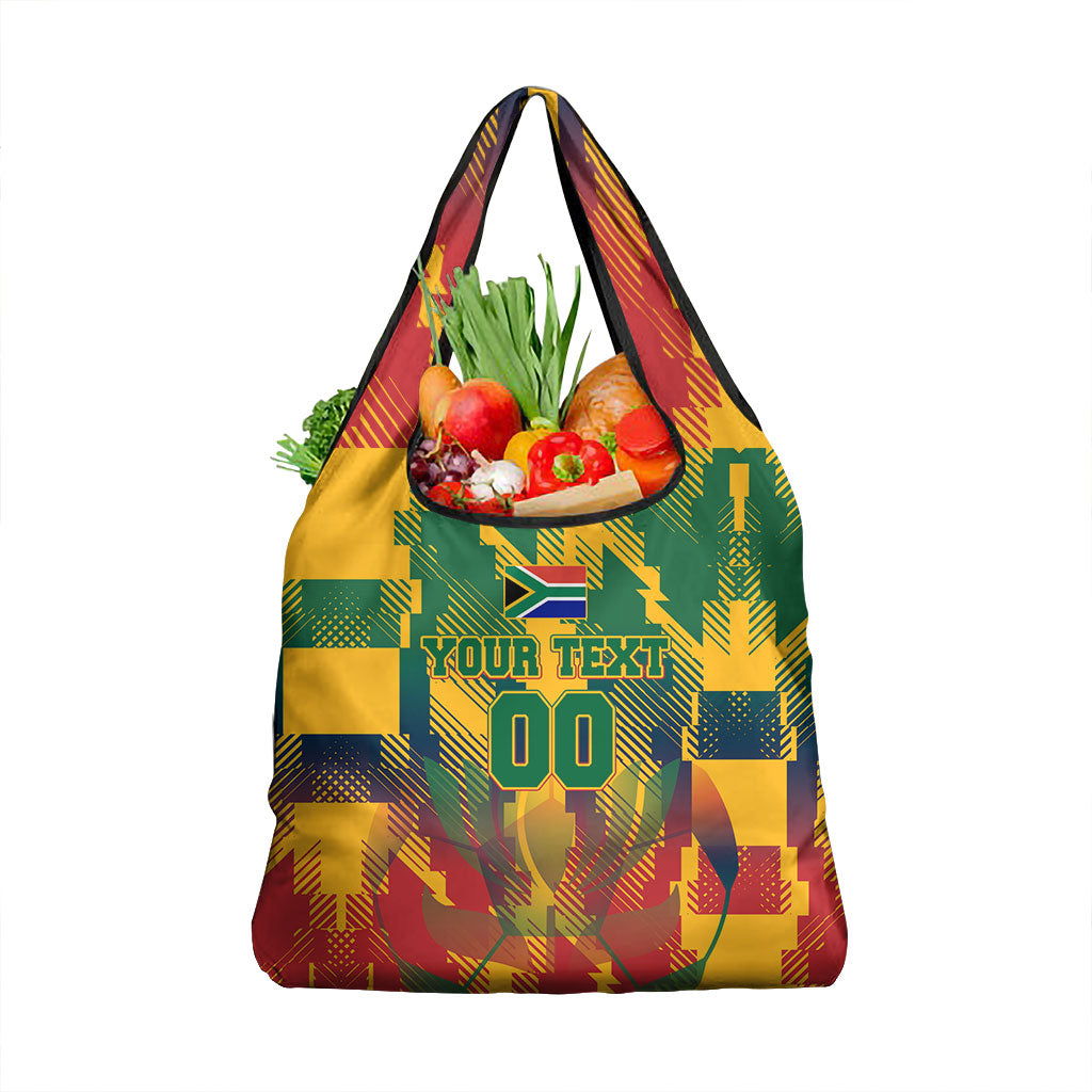 Personalized South Africa Football Grocery Bag South African Flag Inspiration - Soccer Graphic Bold Color Blocks