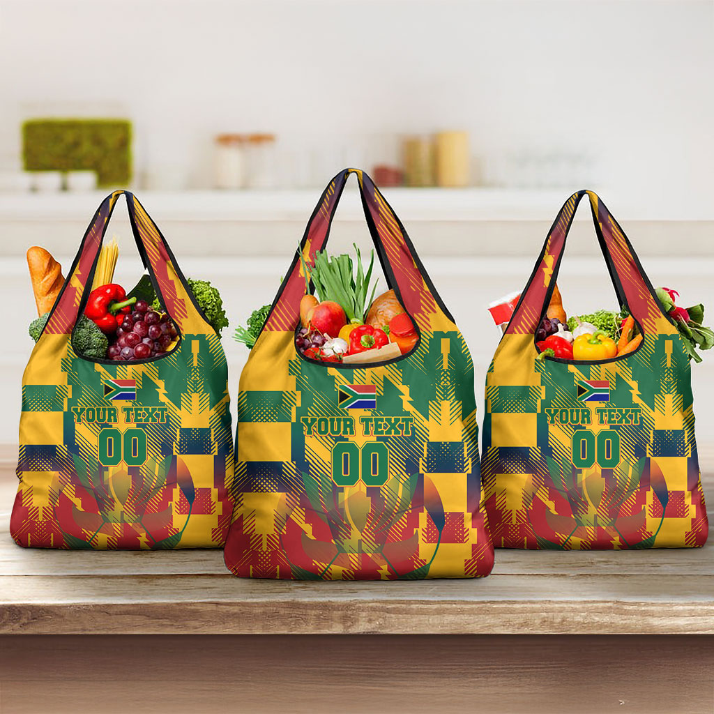 Personalized South Africa Football Grocery Bag South African Flag Inspiration - Soccer Graphic Bold Color Blocks
