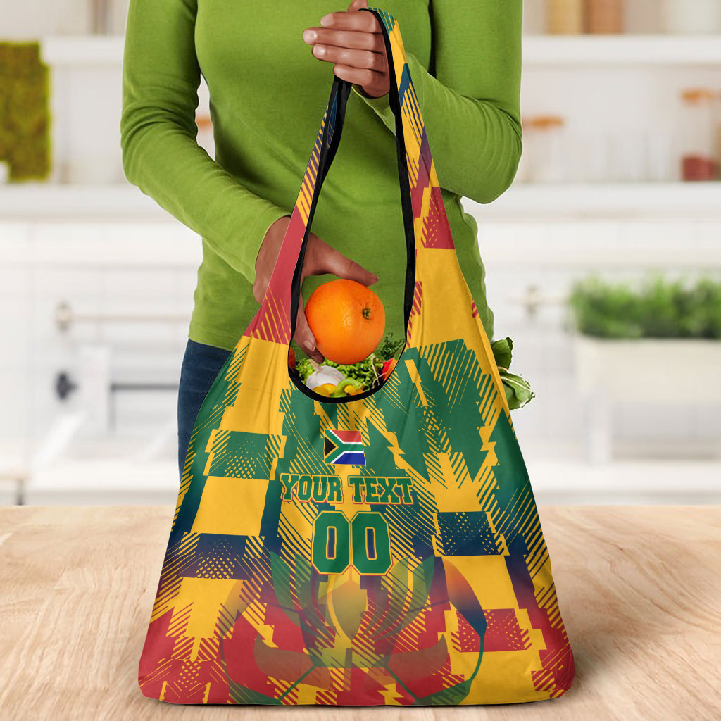 Personalized South Africa Football Grocery Bag South African Flag Inspiration - Soccer Graphic Bold Color Blocks