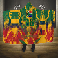 Personalized South Africa Football Hooded Blanket South African Flag Inspiration - Soccer Graphic Bold Color Blocks