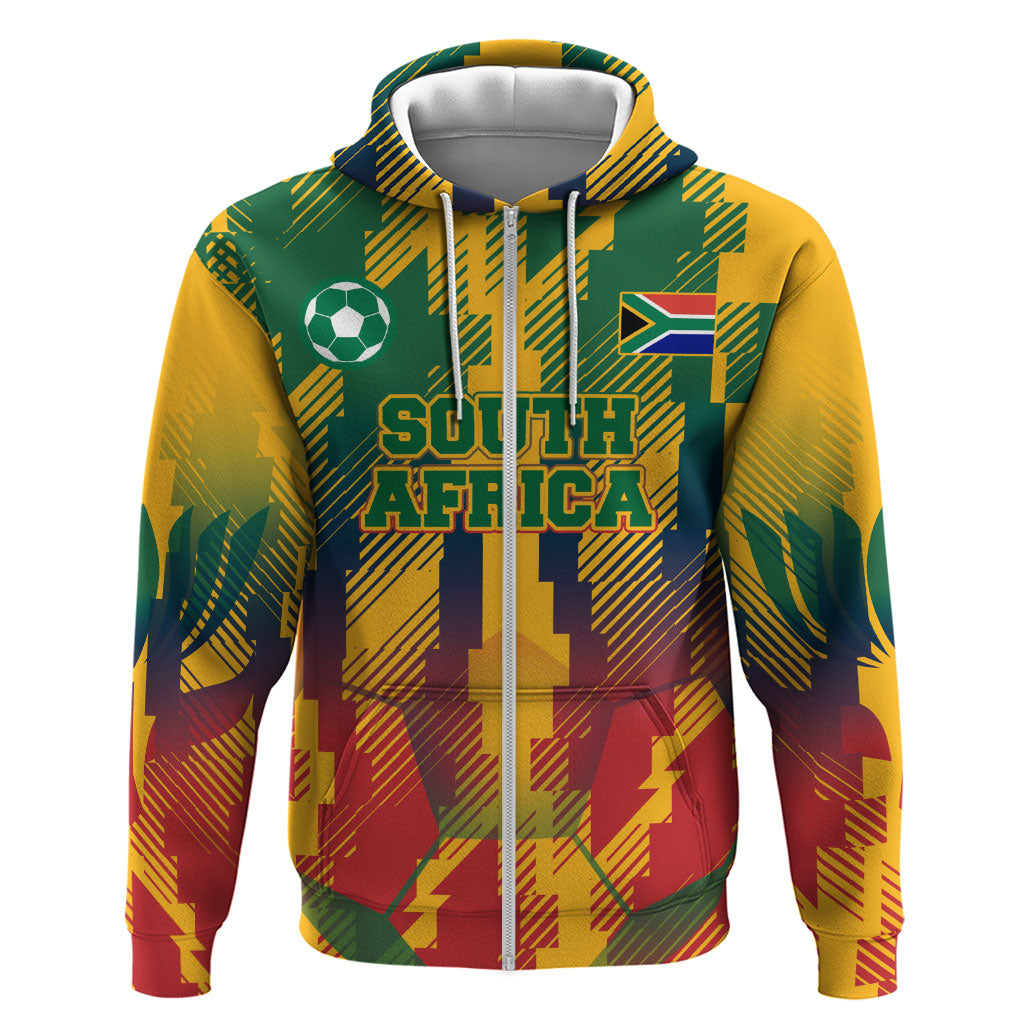 Personalized South Africa Football Hoodie South African Flag Inspiration - Soccer Graphic Bold Color Blocks