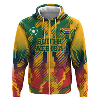 Personalized South Africa Football Hoodie South African Flag Inspiration - Soccer Graphic Bold Color Blocks