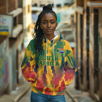 Personalized South Africa Football Hoodie South African Flag Inspiration - Soccer Graphic Bold Color Blocks