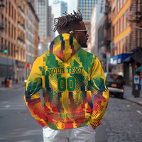 Personalized South Africa Football Hoodie South African Flag Inspiration - Soccer Graphic Bold Color Blocks