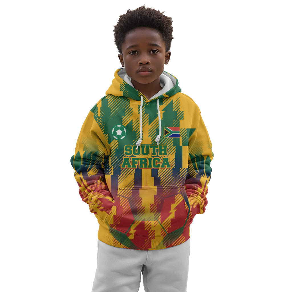 Personalized South Africa Football Kid Hoodie South African Flag Inspiration - Soccer Graphic Bold Color Blocks