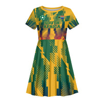 Personalized South Africa Football Kid Short Sleeve Dress South African Flag Inspiration - Soccer Graphic Bold Color Blocks