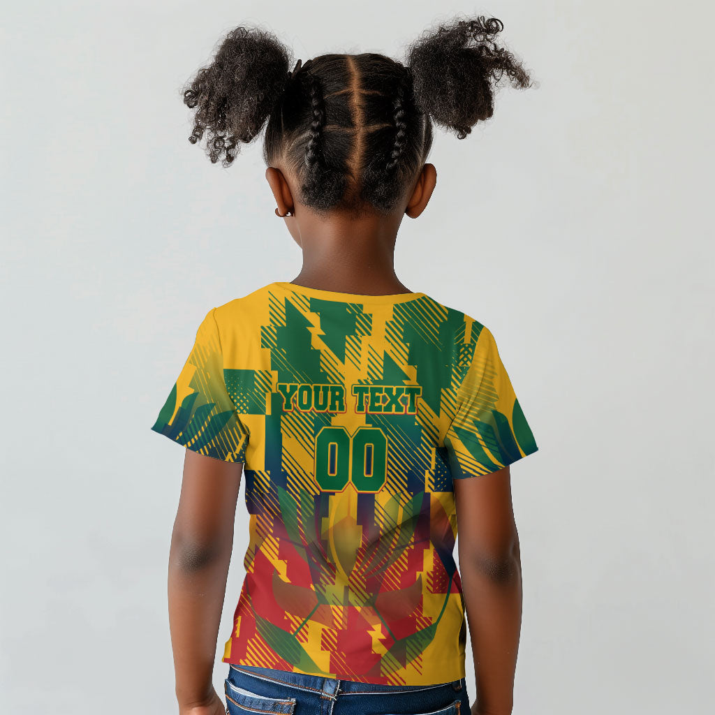 Personalized South Africa Football Kid T shirt South African Flag Inspiration - Soccer Graphic Bold Color Blocks