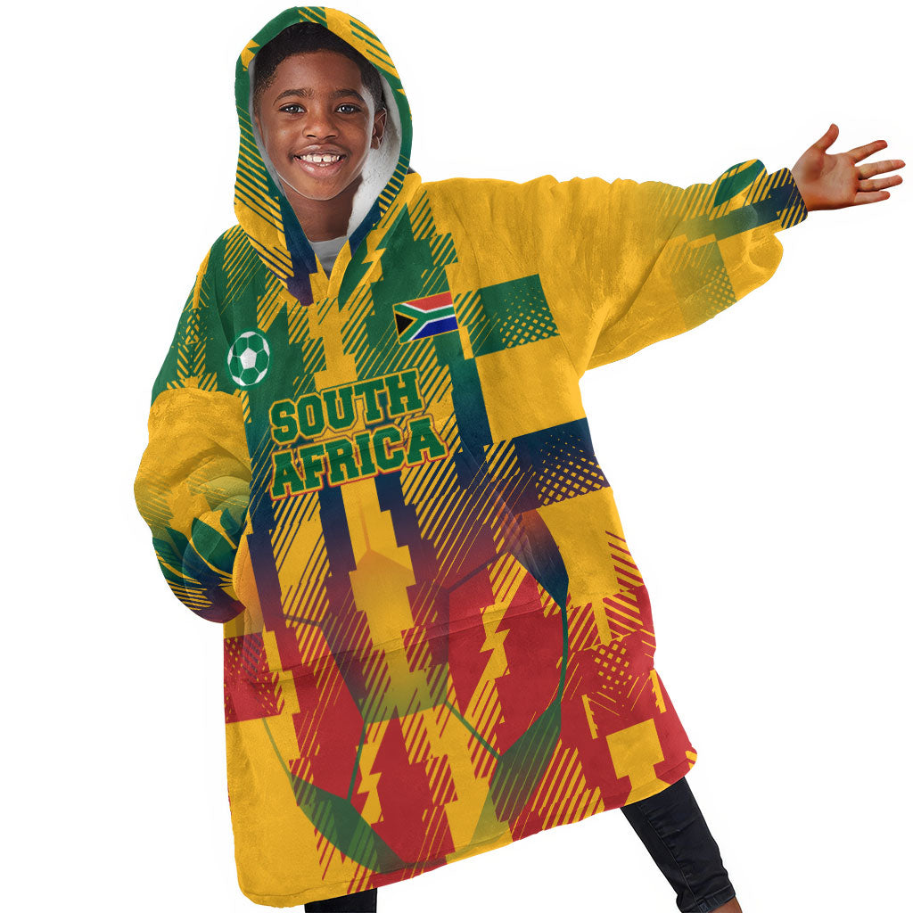 Personalized South Africa Football Kid Wearable Blanket Hoodie South African Flag Inspiration - Soccer Graphic Bold Color Blocks