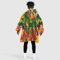 Personalized South Africa Football Kid Wearable Blanket Hoodie South African Flag Inspiration - Soccer Graphic Bold Color Blocks